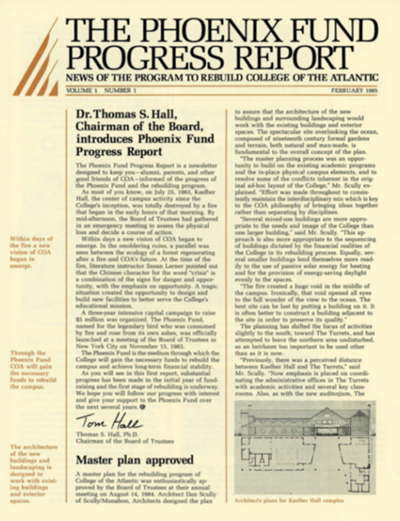 The Phoenix Fund campaign began the effort to rebuild Kaelber Hall
