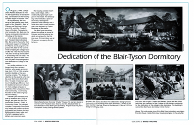 <p dir="ltr">Dedication of the Blair Tyson Dormitory.</p><strong id="docs-internal-guid-a78db64e-7fff-0af9-beba-60e09fe74ea0"></strong>